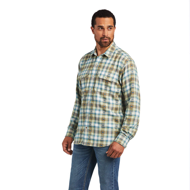 Camisas Ariat Harwell Retro Fit Verde/Azules Hombre - Chile 472-KIJXVQ